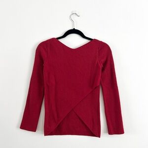 Aritzia Babaton Kitano Cross Back Wool Sweater Cherry Red Long Sleeve Size XS